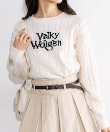 OLIVE des OLIVE | ケーブルロゴジャガードニット(ニット/セーター)