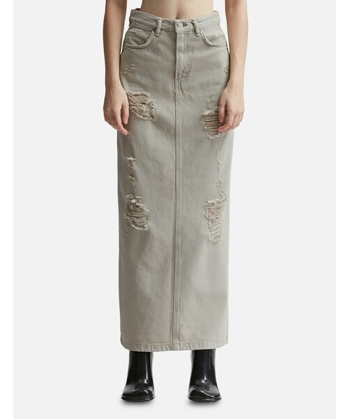 Distressed Denim Skirt