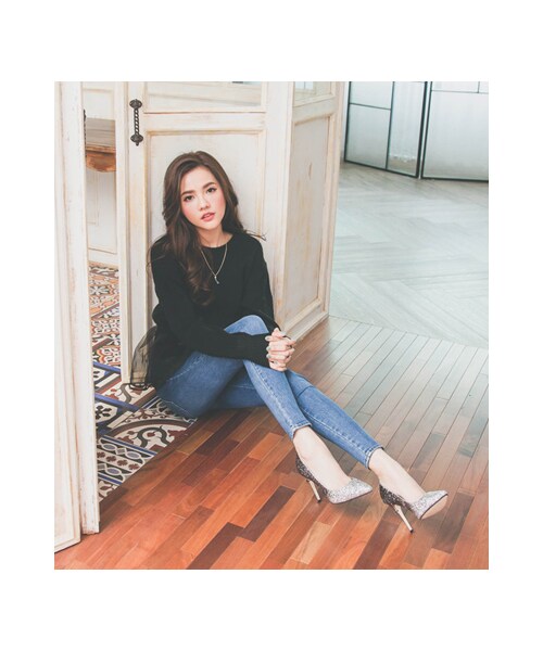 gracegift（グレースギフト）の「白雪公主漸層碎石跟鞋（シューズ・レディース・銀灰/粉紅/金/黑・35/36/37/38/39/40/41）」の10枚目の写真