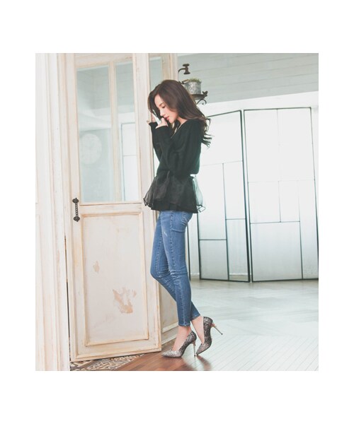 gracegift（グレースギフト）の「白雪公主漸層碎石跟鞋（シューズ・レディース・銀灰/粉紅/金/黑・35/36/37/38/39/40/41）」の8枚目の写真