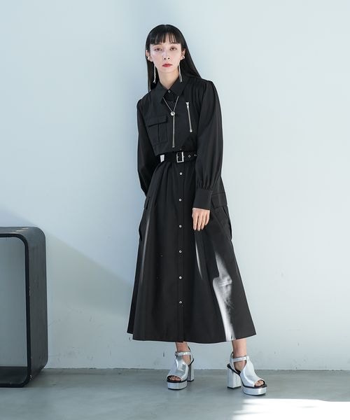 即完売品♡HARE カーゴライクジップワンピース シェルボタン 人気モデル 即完売品♡HARE カーゴライクジップワンピース シェルボタン