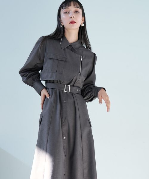 即完売品♡HARE カーゴライクジップワンピース シェルボタン 人気モデル 即完売品♡HARE カーゴライクジップワンピース シェルボタン