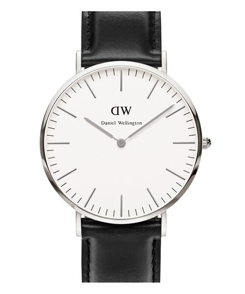 Daniel Wellington（ダニエルウェリントン）の「Daniel Wellington 'Classic Sheffield' Leather Strap Watch, 40mm（アナログ腕時計・レディース・Black/ Silver）」の2枚目の写真