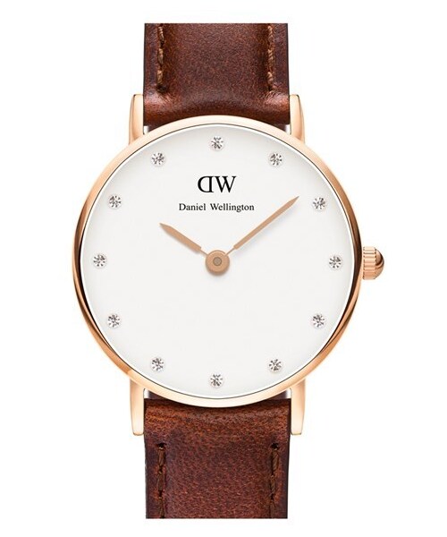 Daniel Wellington（ダニエルウェリントン）の「Daniel Wellington 'Classy St. Mawes' Crystal Index Leather Strap Watch, 26mm（アナログ腕時計・レディース・Brown/ Rose Gold）」の2枚目の写真