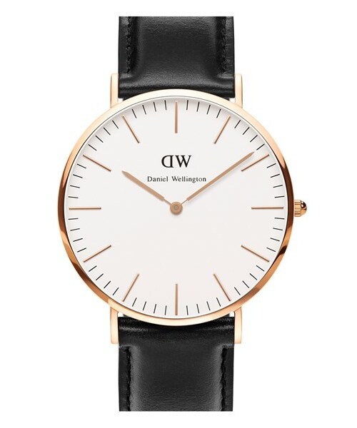 Daniel Wellington(ダニエルウェリントン)の「Daniel Wellington 'Classic Sheffield' Leather Strap Watch, 40mm(アナログ腕時計・レディース・Black/ Rose Gold)」の3枚目の写真