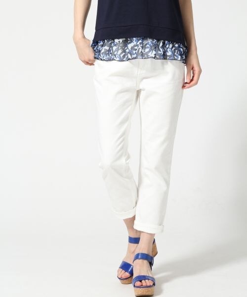 LEPSIM（レプシィム）の「デニムクロプドパンツ（パンツ・レディース・ダメージ01/オフ05/ブルー85・Ｍ/Ｌ）」の2枚目の写真