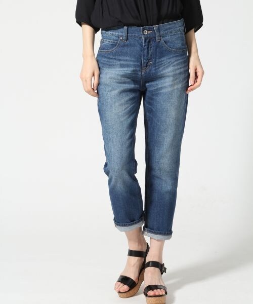 LEPSIM（レプシィム）の「デニムクロプドパンツ（パンツ・レディース・ダメージ01/オフ05/ブルー85・Ｍ/Ｌ）」の3枚目の写真