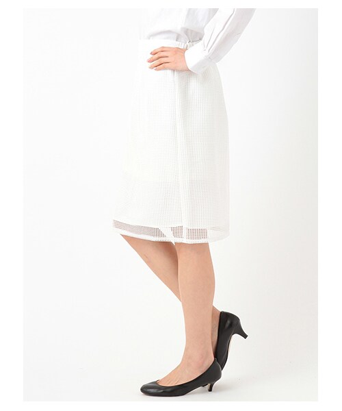 E hyphen world gallery（イーハイフンワールドギャラリー）の「ラッセルレースタイトスカート（スカート・レディース・オフホワイト/ライトグレー/ブラック・F）」の5枚目の写真