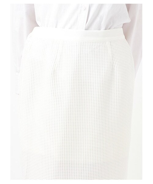 E hyphen world gallery（イーハイフンワールドギャラリー）の「ラッセルレースタイトスカート（スカート・レディース・オフホワイト/ライトグレー/ブラック・F）」の7枚目の写真