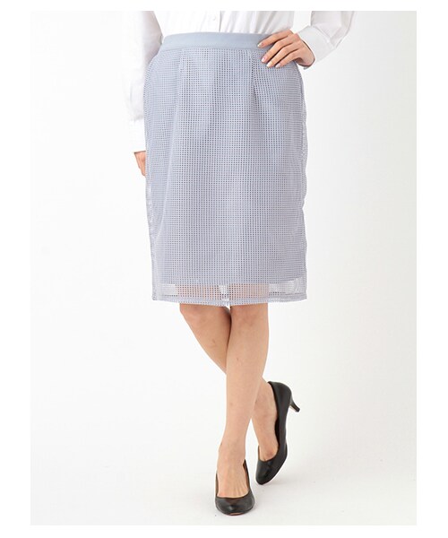 E hyphen world gallery（イーハイフンワールドギャラリー）の「ラッセルレースタイトスカート（スカート・レディース・オフホワイト/ライトグレー/ブラック・F）」の3枚目の写真