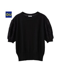GU | （GU）レーススリーブセーター（５分袖）(トップス)