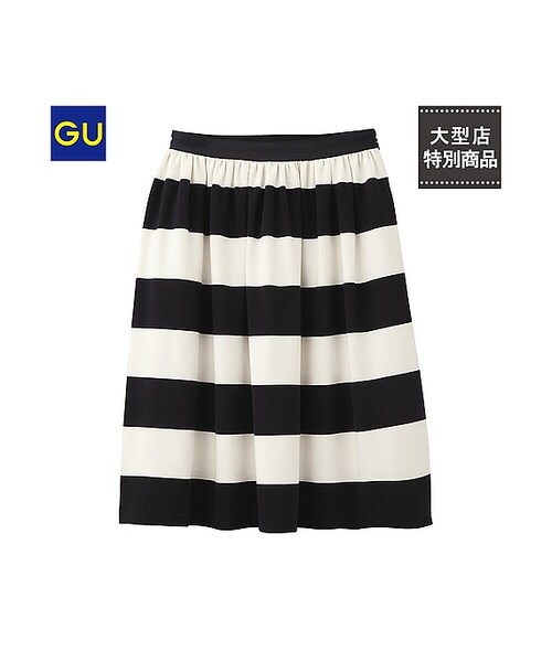 GU（ジーユー）の「（GU）ポンチボーダースカート（WOMEN ⁄ スカート・レディース・NAVY/OFF WHITE・M/S/L）」の2枚目の写真