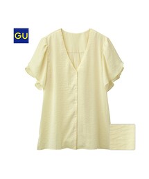GU | （GU）ラッフルスリーブブラウス（半袖）(トップス)