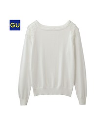 GU | （GU）ショルダーチュールセーター（長袖）(トップス)