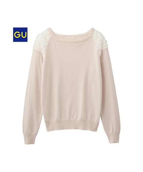 GU(ジーユー)の「(GU)ショルダーチュールセーター(長袖)(WOMEN ⁄ ニット・レディース・OFF WHITE/PINK/GRAY・L/M/S/XL)」の3枚目の写真
