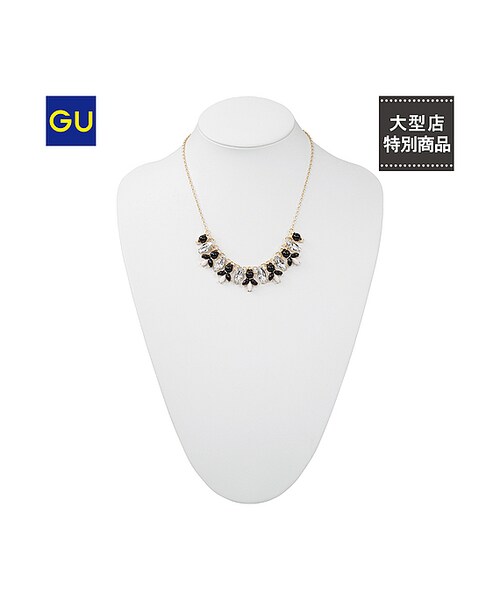 GU（ジーユー）の「（GU）ＷＯＭＥＮカラービジューネックレスＥ（WOMEN ⁄ アクセサリー・レディース・80/81/BLACK・-）」の2枚目の写真