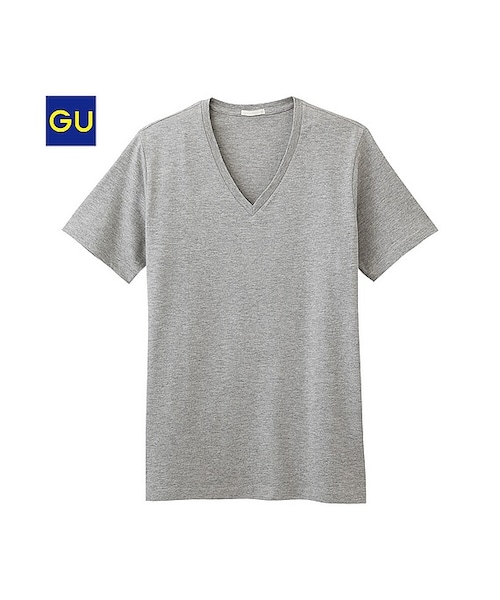 GU（ジーユー）の「（GU）ＶネックＴ（半袖）Ａ（MEN ⁄ カットソー・メンズ・BEIGE/NAVY/WHITE/GRAY/ORANGE/OLIVE/BLACK/DARK GRAY・XL/S/M/L）」の4枚目の写真