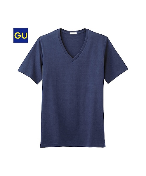 GU（ジーユー）の「（GU）ＶネックＴ（半袖）Ａ（MEN ⁄ カットソー・メンズ・BEIGE/NAVY/WHITE/GRAY/ORANGE/OLIVE/BLACK/DARK GRAY・XL/S/M/L）」の7枚目の写真