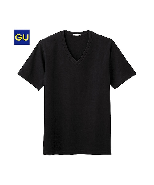 GU（ジーユー）の「（GU）ＶネックＴ（半袖）Ａ（MEN ⁄ カットソー・メンズ・BEIGE/NAVY/WHITE/GRAY/ORANGE/OLIVE/BLACK/DARK GRAY・XL/S/M/L）」の3枚目の写真