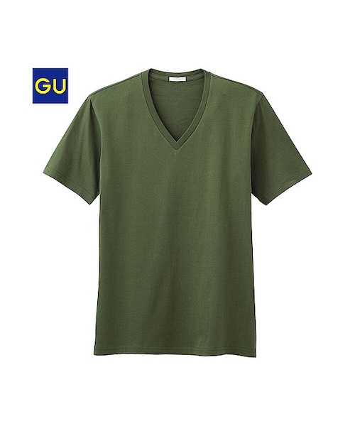 GU（ジーユー）の「（GU）ＶネックＴ（半袖）Ａ（MEN ⁄ カットソー・メンズ・BEIGE/NAVY/WHITE/GRAY/ORANGE/OLIVE/BLACK/DARK GRAY・XL/S/M/L）」の6枚目の写真
