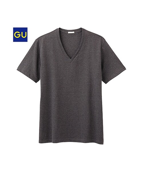 GU（ジーユー）の「（GU）ＶネックＴ（半袖）Ａ（MEN ⁄ カットソー・メンズ・BEIGE/NAVY/WHITE/GRAY/ORANGE/OLIVE/BLACK/DARK GRAY・XL/S/M/L）」の5枚目の写真
