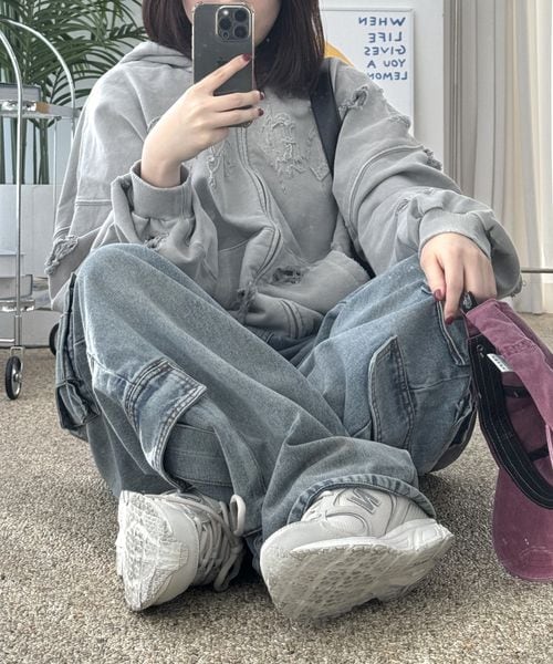 ALAND(エーランド)の「先行予約NOT4NERD/ダーティカーゴデニム(パンツ・ブラック(19)/ブルー(80)・M/L/XL)」の6枚目の写真