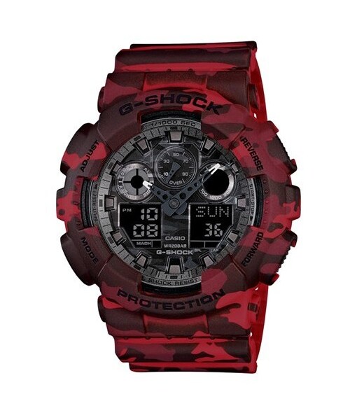 G-SHOCK(ジーショック)の「G-Shock XL Camouflage Pattern Ana-Digi Watch, 55mm x 52mm(アナログ腕時計・メンズ・Red Camo)」の1枚目の写真
