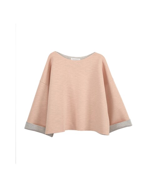 gracegift（グレースギフト）の「韓國嫩色反摺袖寬版上衣（トップス・レディース・淺藍/粉・F）」の4枚目の写真