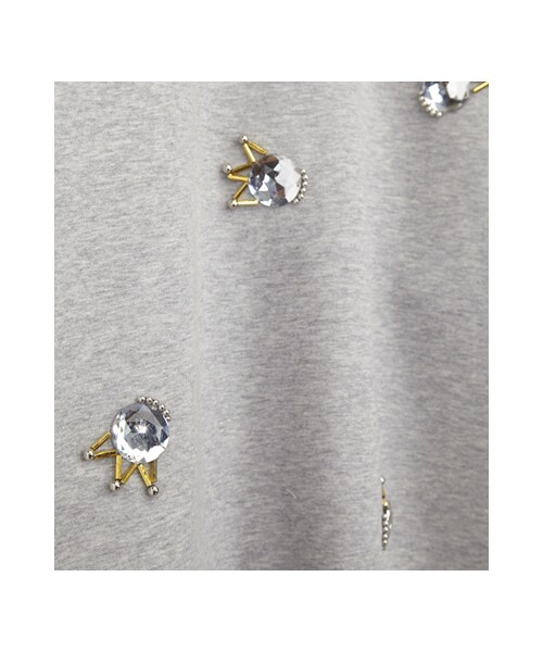 gracegift（グレースギフト）の「韓國寶石皇冠短袖上衣（トップス・レディース・白/黑・F）」の6枚目の写真