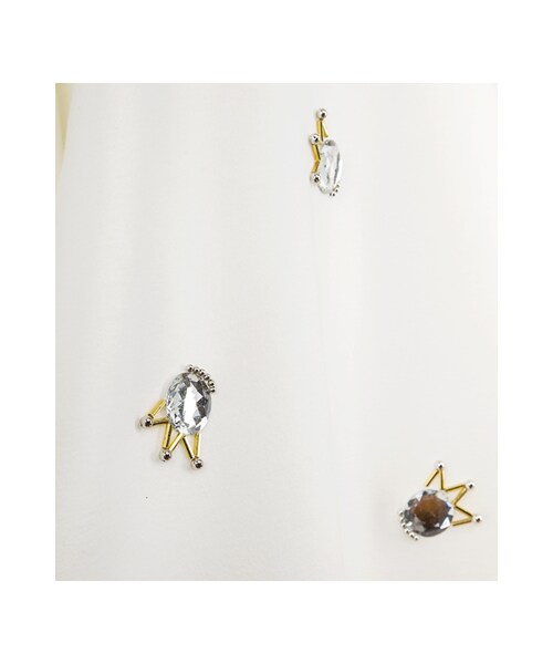 gracegift（グレースギフト）の「韓國寶石皇冠短袖上衣（トップス・レディース・白/黑・F）」の3枚目の写真