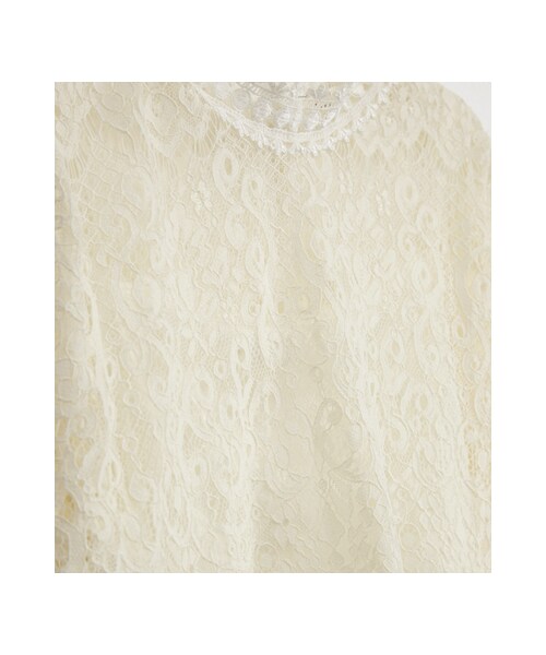 gracegift（グレースギフト）の「韓國浪漫蕾絲立領縮腰雪紡洋裝（その他・レディース・白/黑・F）」の3枚目の写真