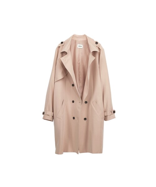 gracegift(グレースギフト)の「韓國雙排釦綁結翻領風衣(ジャケット/アウター・レディース・粉・F)」の2枚目の写真