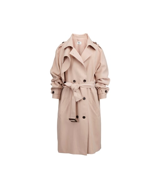 gracegift(グレースギフト)の「韓國雙排釦綁結翻領風衣(ジャケット/アウター・レディース・粉・F)」の1枚目の写真