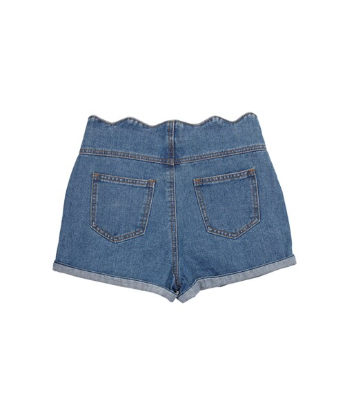 gracegift(グレースギフト)の「韓國可愛荷葉邊牛仔短褲(パンツ・レディース・深藍/藍・S/M)」の5枚目の写真