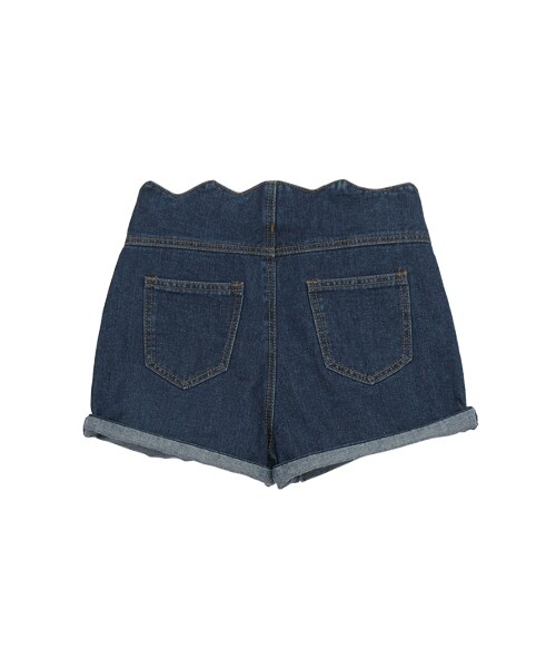gracegift(グレースギフト)の「韓國可愛荷葉邊牛仔短褲(パンツ・レディース・深藍/藍・S/M)」の2枚目の写真