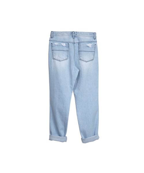 gracegift(グレースギフト)の「韓國街頭破損感刷色牛仔褲(パンツ・レディース・藍・S/M)」の2枚目の写真