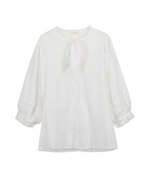 gracegift | 韓國恬美領口綁結襯衫(トップス)