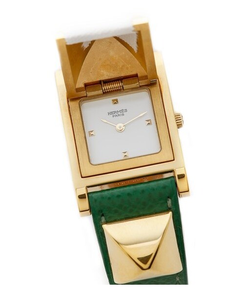 HERMES(エルメス)の「What Goes Around Comes Around Vintage Hermes Epsom Medor Watch(アナログ腕時計・レディース・Green/Gold・One Size)」の4枚目の写真