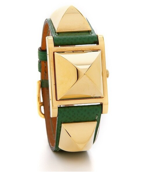 HERMES(エルメス)の「What Goes Around Comes Around Vintage Hermes Epsom Medor Watch(アナログ腕時計・レディース・Green/Gold・One Size)」の1枚目の写真