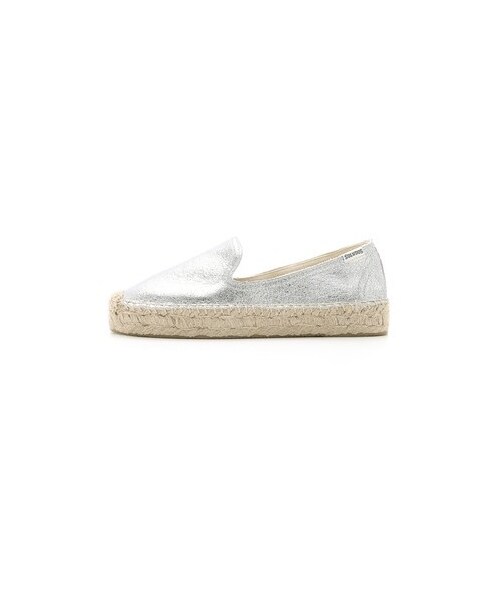 SOLUDOS（ソルドス）の「Soludos Leather Platform Smoking Slipper Espadrilles（その他シューズ・レディース・Silver・6/10/9/7/8）」の3枚目の写真