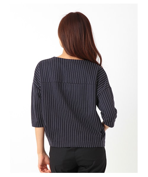 earth music&ecology（アースミュージックアンドエコロジー）の「衿ビジューストライププルオーバー（カットソー・レディース・アイボリー/ライトグレー/ネイビー・F）」の3枚目の写真