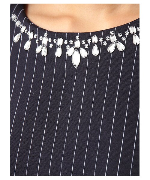 earth music&ecology（アースミュージックアンドエコロジー）の「衿ビジューストライププルオーバー（カットソー・レディース・アイボリー/ライトグレー/ネイビー・F）」の6枚目の写真