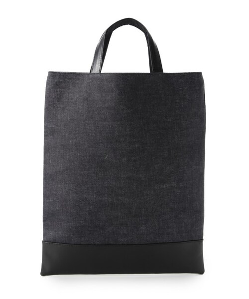 ADAM ET ROPE'（アダムエロペ）の「デニムXレザータテトート（バッグ・メンズ・ネイビー・F）」の4枚目の写真