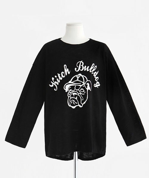 DHOLIC（ディーホリック）の「ブルドッグプリントTシャツ（Tシャツ/カットソー・レディース・カーキ/ホワイトアイボリー/ブラック/グレー・free）」の3枚目の写真