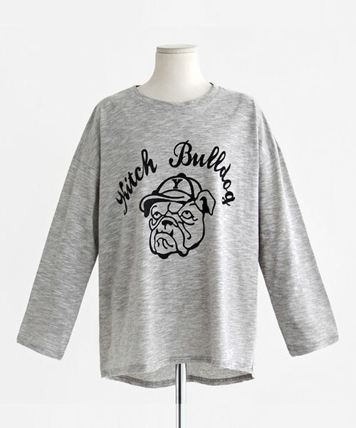 DHOLIC（ディーホリック）の「ブルドッグプリントTシャツ（Tシャツ/カットソー・レディース・カーキ/ホワイトアイボリー/ブラック/グレー・free）」の4枚目の写真