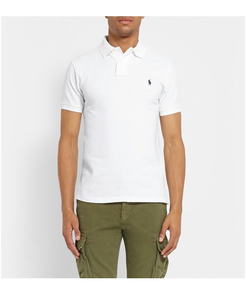 POLO RALPH LAUREN（ポロ ラルフ ローレン）の「Polo Ralph Lauren Slim-Fit Cotton-Piqué Polo Shirt（ポロシャツ・メンズ・White・M/XXL/S/L/XL）」の6枚目の写真