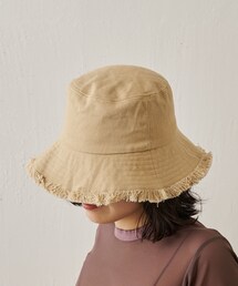 ベージュ バケットハット フリンジエッジ ベージュ バケットハット フリンジエッジ