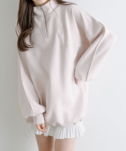 OLIVE des OLIVE(オリーブデオリーブ)の「春のおでかけ配色ラインハーフZIPチュニック(その他トップス・レディース・アイボリー/ピンクベージュ/トップグレー/ネイビー・FREE)」の3枚目の写真