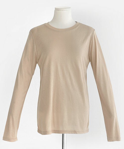 DHOLIC（ディーホリック）の「ラウンドネックロングスリーブTシャツ（Tシャツ/カットソー・レディース・ブラック/ホワイトアイボリー/ベージュ/ワイン/ネイビー/グレー・free）」の4枚目の写真