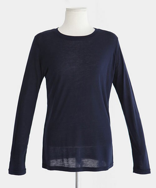 DHOLIC（ディーホリック）の「ラウンドネックロングスリーブTシャツ（Tシャツ/カットソー・レディース・ブラック/ホワイトアイボリー/ベージュ/ワイン/ネイビー/グレー・free）」の5枚目の写真